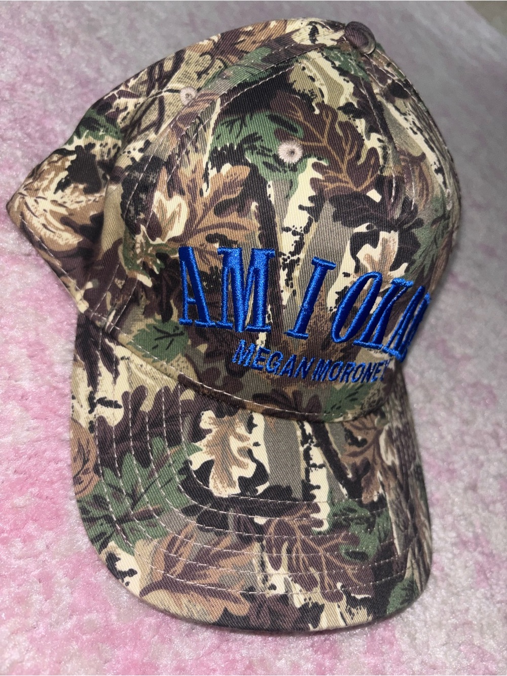 Megan Moroney am I OK OTTO Camouflage Baseball Cap with Blue Embroidery
